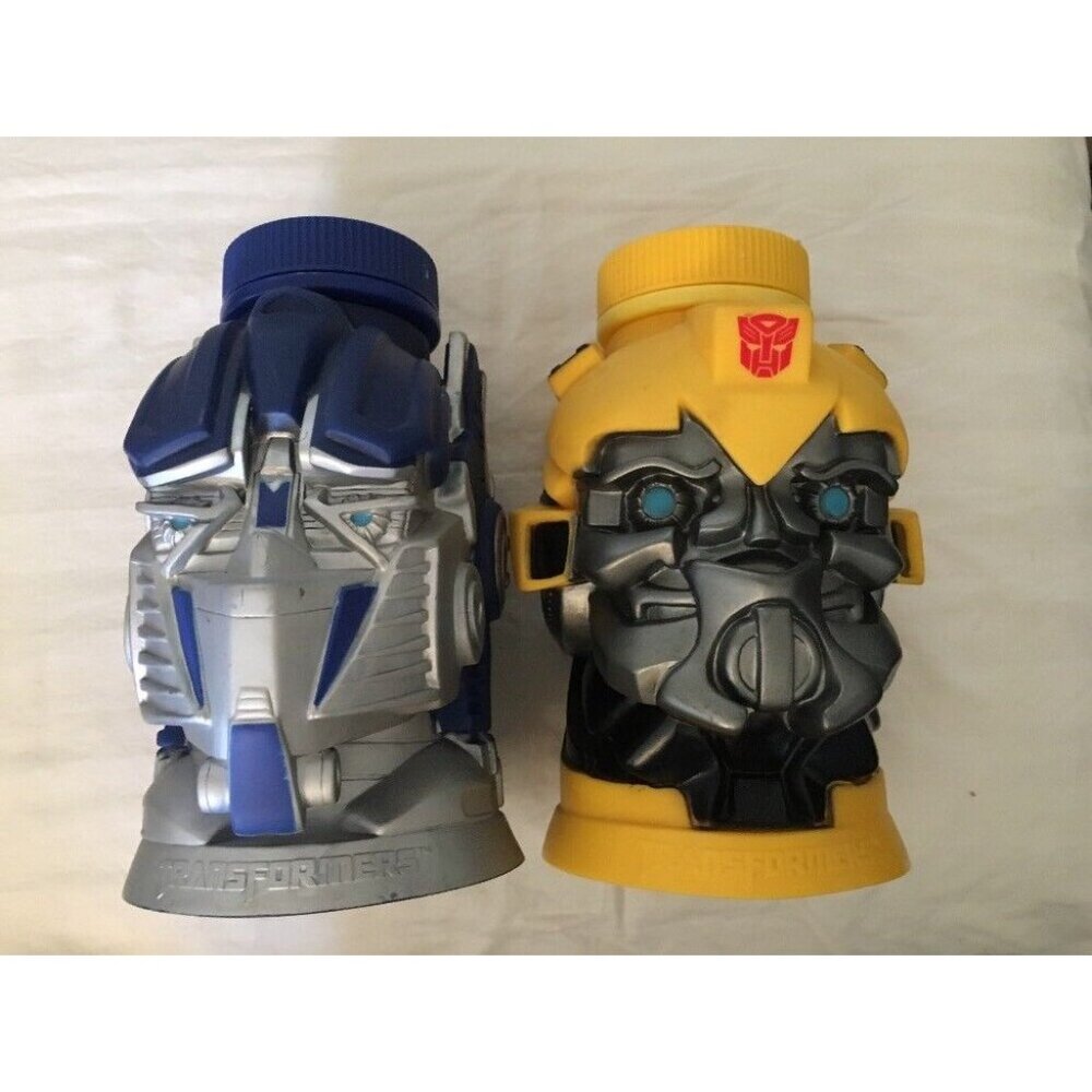 Transformers Optimus Prime Bumblebee Molded Mugs W Straws 2012